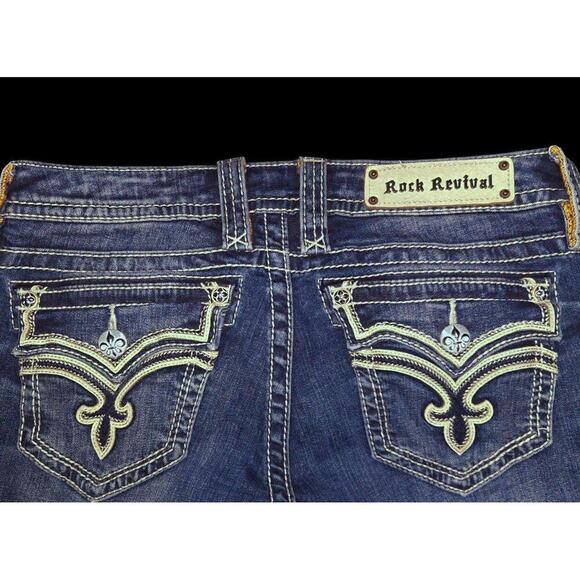 Womens Medium Wash Rock Revival Skinny Jeans "Allegra" Tag Size 30 Inseam 31 - Picture 2 of 9